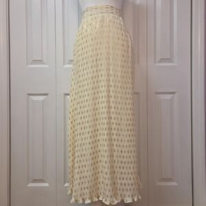 Retro Romantic Pleated Cream Gold Polka Dot Maxi Skirt; Rachel Zoe /Express, XXS